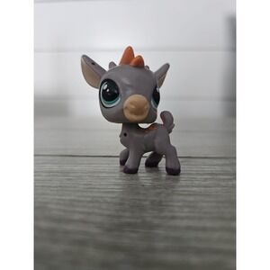 Authentic Littlest Pet Shop LPS #2389 Gray Goat Purple Hooves Orange Horns